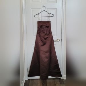 Brown Strapless Dress from Belsoie